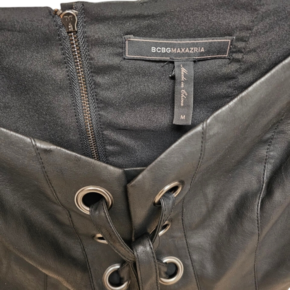 BCBGMaxAzria Black Faux Leather Corset Top - Picture 4 of 4